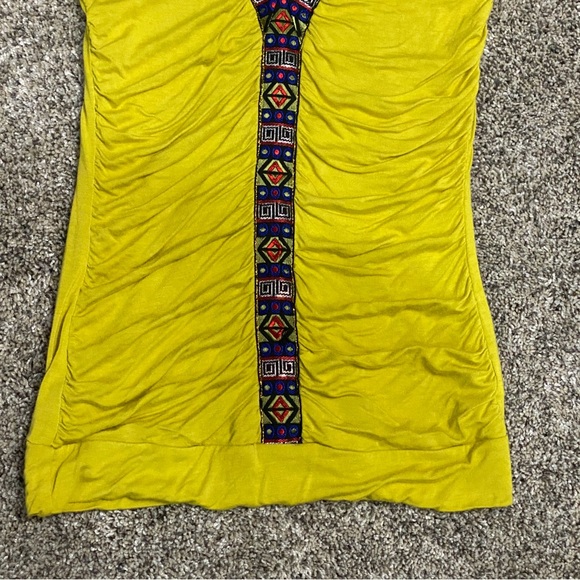 Womens Small Shirt Short Sleeve V-Neck Gold Rayon Decorative Ribbon mm mm mm - Picture 5 of 11